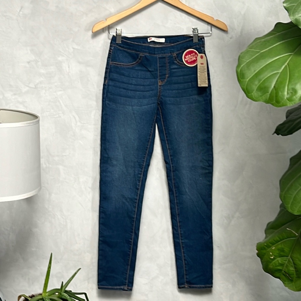 Girls Levi’s Super Skinny Blue Denim Jean Pull-on Leggings Size 12 reg